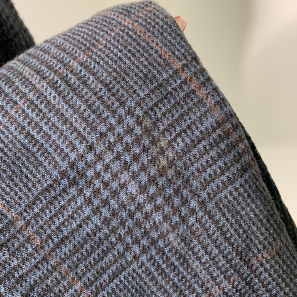 Vintage Burberrys Men's Blue Plaid 100% Camel Hair Sports Coat Blazer Jacket - Picture 11 of 13